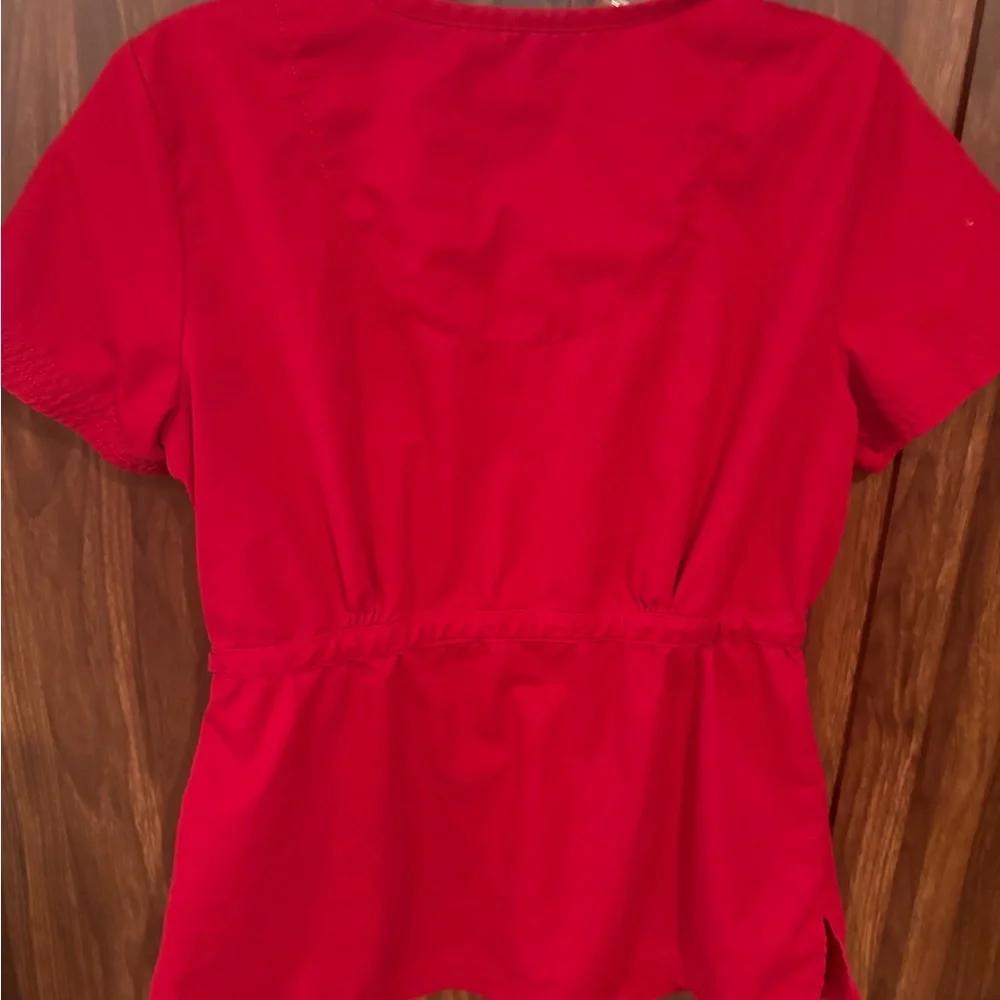 Koi Red Women's scrub set with Floral Accent - Picture 2 of 8